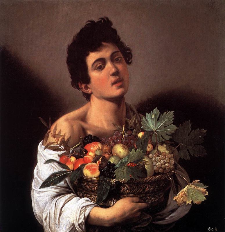 カラヴァッジオ　「果物かごを持つ少年」　1593　Oil on canvas, 70 x 67 cm　　ローマ、ポルゲーゼ美術館